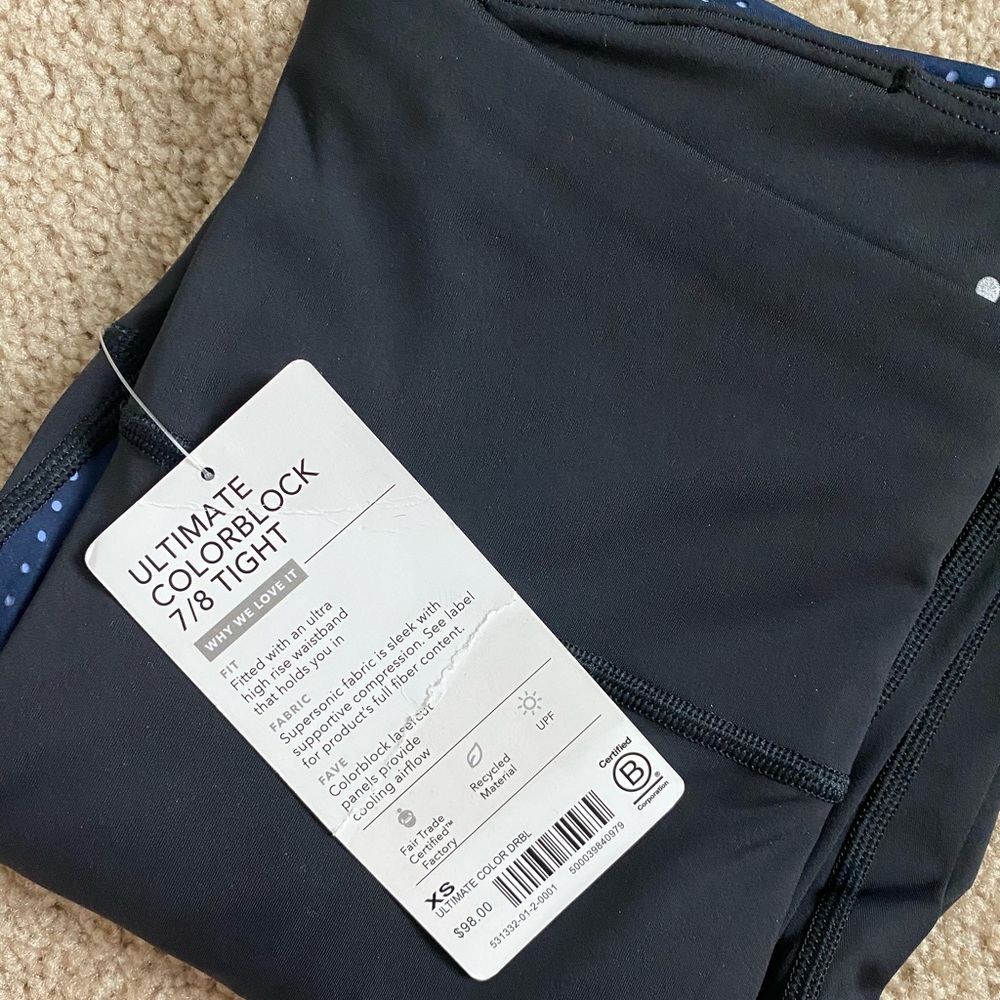 NWT Athleta ultimate colorblock 7/8 tight XS